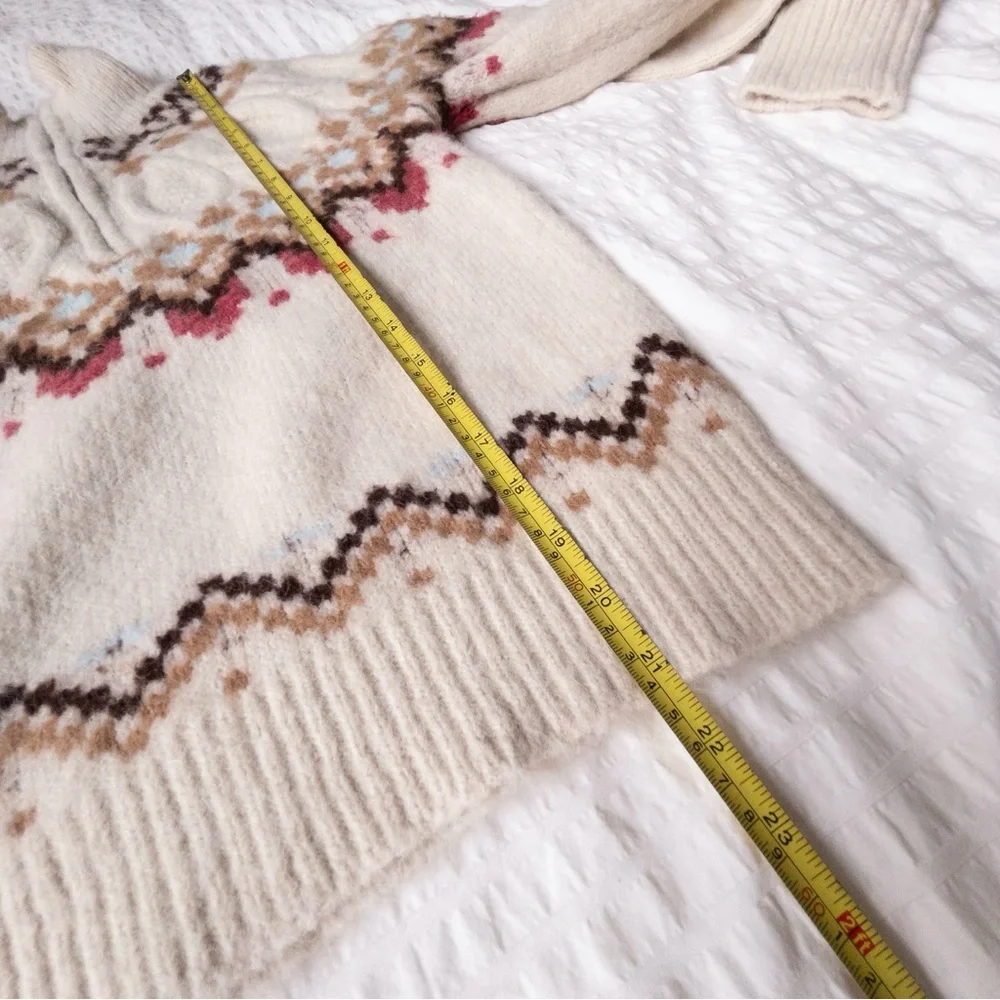 Lulu's Cream and Brown Patterned Turtleneck Sweater - Picture 7 of 9